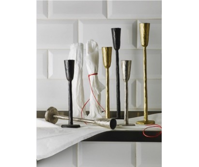 SET 3 BOUGEOIRS NOX EN FER MARTELÉ ET PATINÉ - COLORIS ARGENT