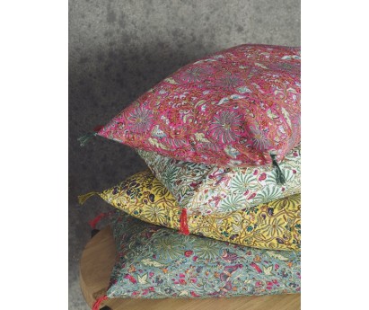COUSSIN EN COTON IMPRIME PAPILIO - TURQUOISE