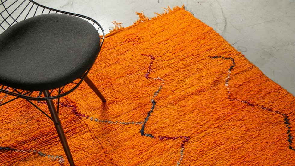 TAPIS BERBERE MRIRT 100% LAINE- ORANGE -185x315cm |