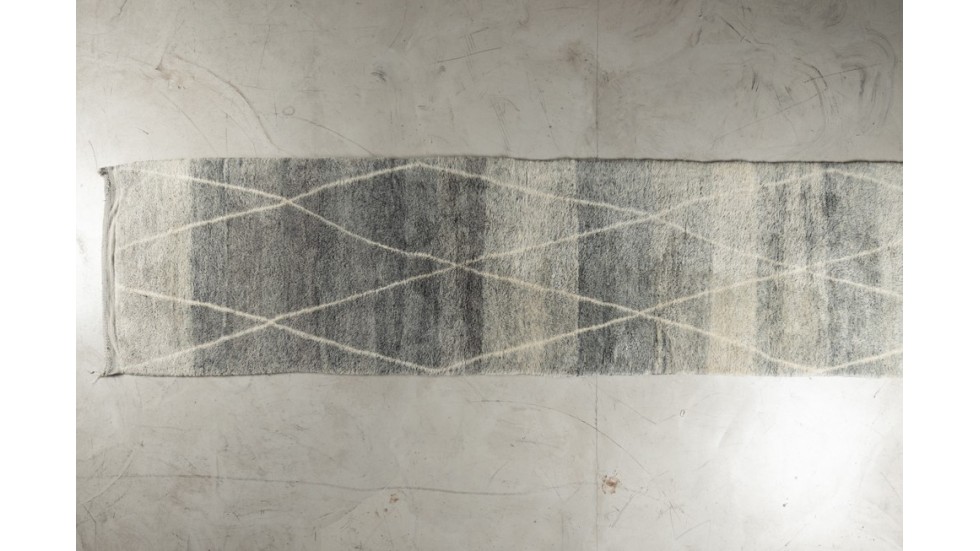 Tapis de passage Beni Ouarain- gris-pure laine-430x115cm Tapis de passage Beni Ouarain- gris-pure laine-430x115cm