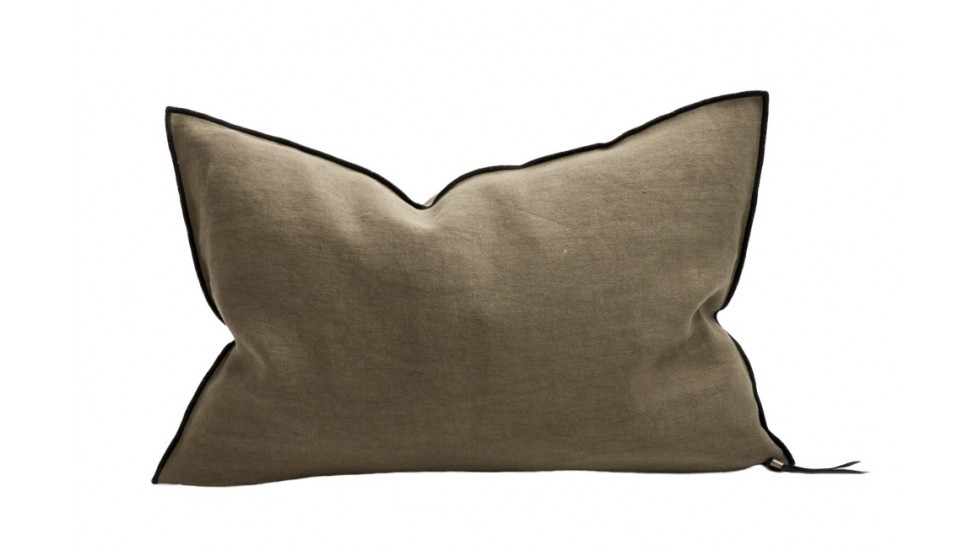 COUSSIN VICE VERSA BLACK LINE | LIN STONE WASHED | 40cm x 60cm | KAKI