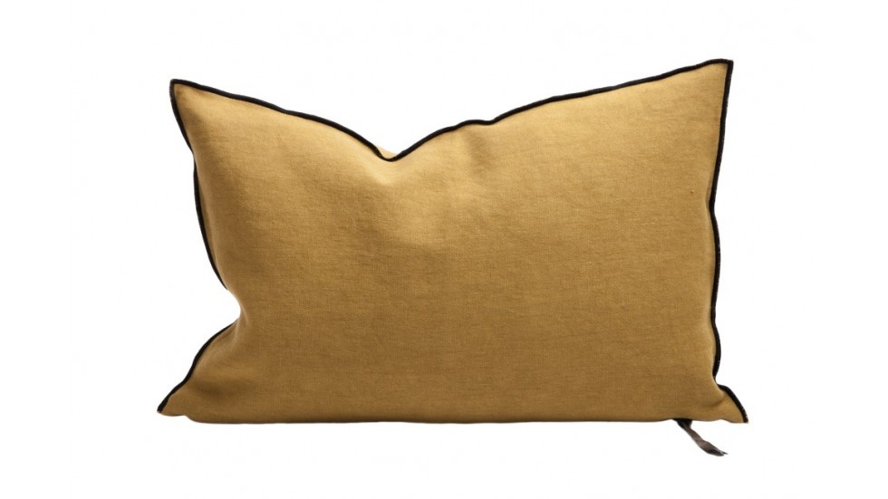 COUSSIN VICE VERSA BLACK LINE | LIN STONE WASHED | 40cm x 60cm | OCRE