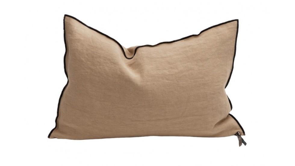 COUSSIN VICE VERSA BLACK LINE | LIN STONE WASHED | 40cm x 60cm | SABLE