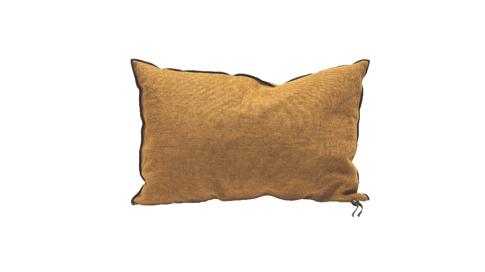 COUSSIN VICE VERSA BLACK LINE | CHENILLE SOFT WASHED | 40cm x 60cm | OCRE