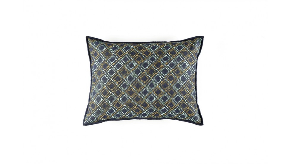 COUSSIN PAMPILLES | 40cm x 55cm | 100% VELOURS CHENILLE | BLEU NUIT