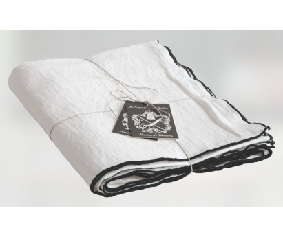NAPPE TOILE MIMI | 52% LIN 48% COTON | 170cm x 170cm | BLANC-BOURDON NOIR