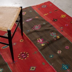 TAPIS ANCIEN KILIM PERDE 100% LAINE NOUE MAIN - 285x170cm