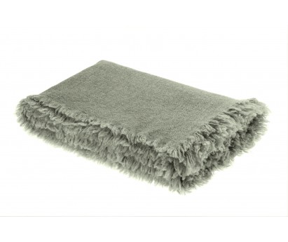 PLAID EN LAINE VIERGE LAVÉE - ÉCORCE - 165x250cm