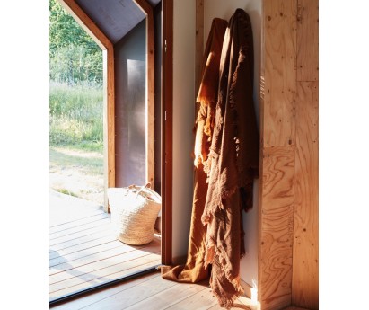 PLAID | LAINE VIERGE LAVEE | 165cm x 250cm | CURRY
