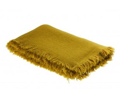 PLAID | LAINE VIERGE LAVEE | 165cm x 250cm | CURRY