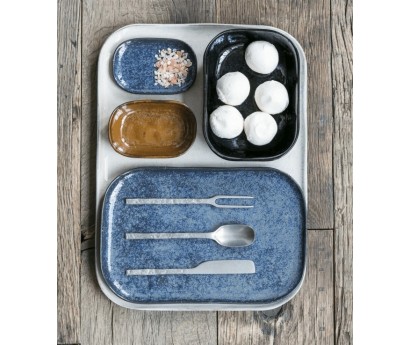 ASSIETTE RECTANGULAIRE MERCI N°3 - M - OCRE BRUN - 14,5x10,5cm