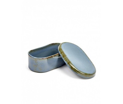 BEURRIER OVALE TDR | 14.5cm x 8.5cm x H9.5cm | SMOKEY BLUE