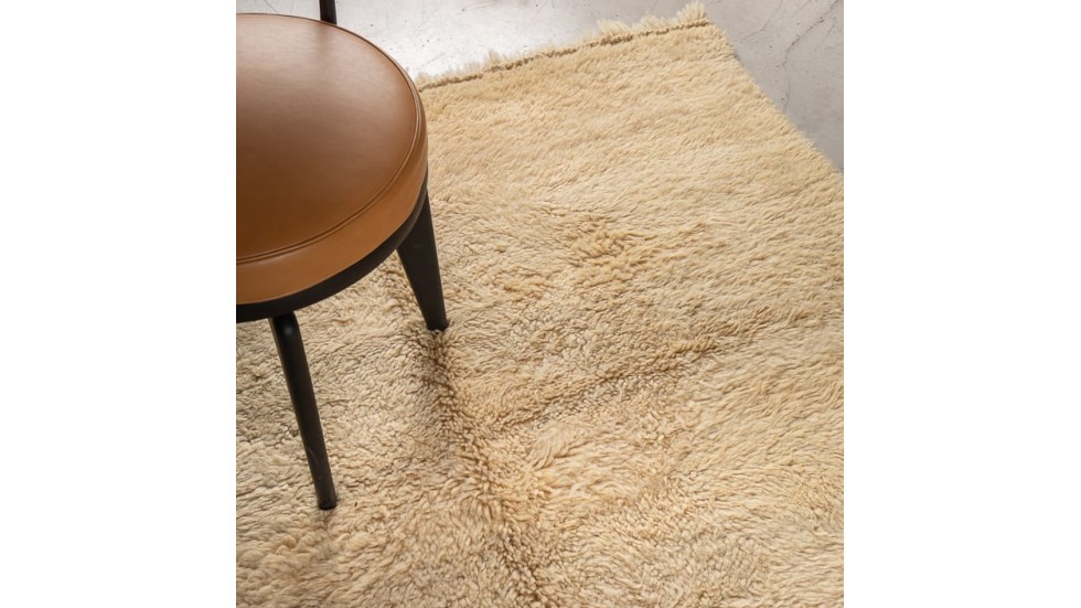 TAPIS BERBERE MRIRT 100% LAINE - BLANC - 165x250cm