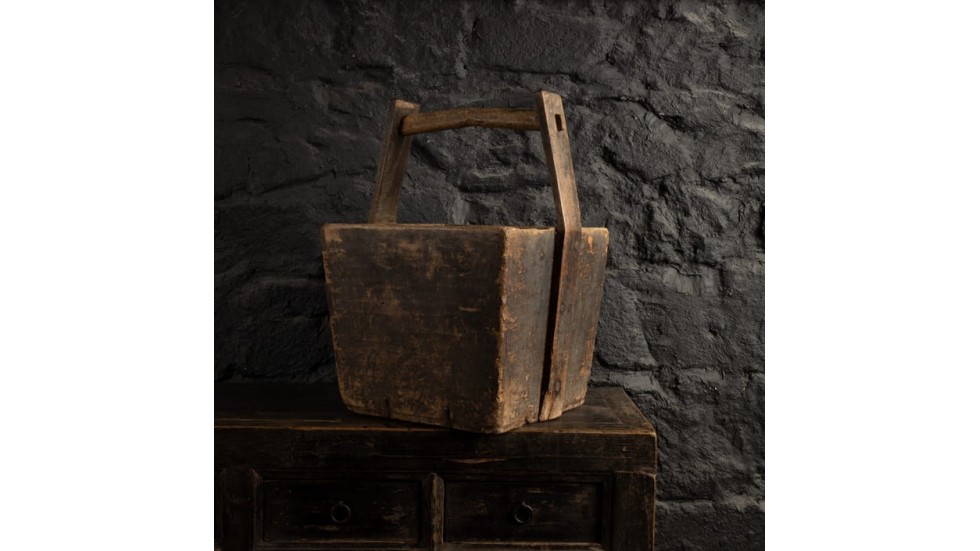 SEAU EN BOIS ANCIEN | PIECE UNIQUE |  41cm x 41cm x H 62cm