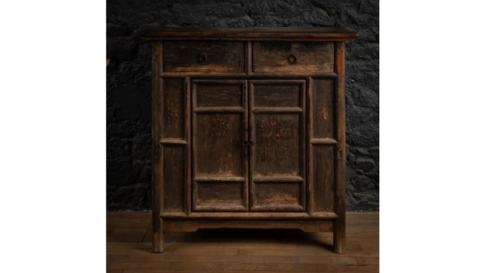 MEUBLE DE RANGEMENT EN ORME LAQUE | 2 PORTES 2 TIRROIRS | SHANXI 18éme | 104cm x 48cm H 107cm