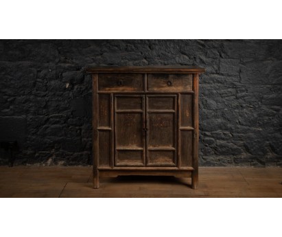 MEUBLE DE RANGEMENT EN ORME LAQUE | 2 PORTES 2 TIRROIRS | SHANXI 18éme | 104cm x 48cm H 107cm