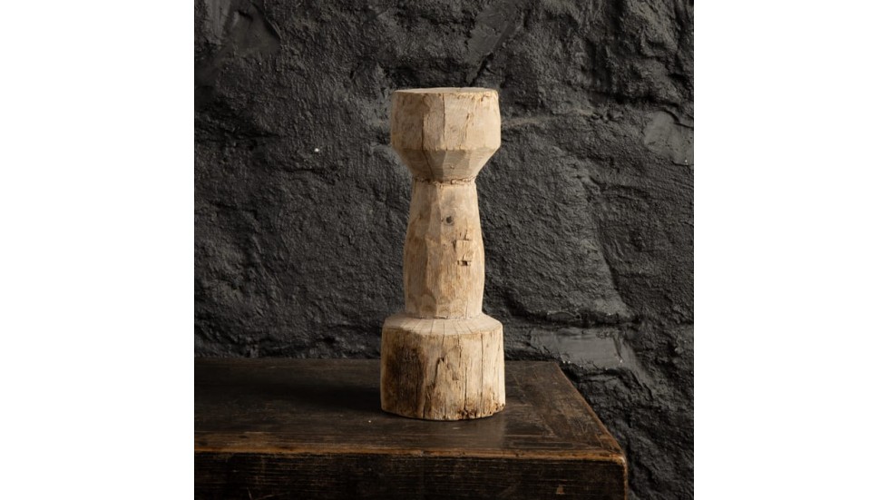 BOUGEOIR EN TECK BLANCHI - INDE - 31cm