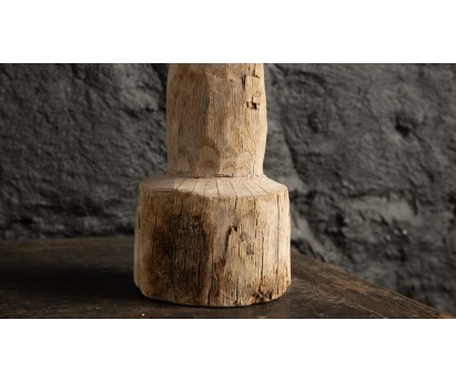 BOUGEOIR EN TECK BLANCHI - INDE - 31cm