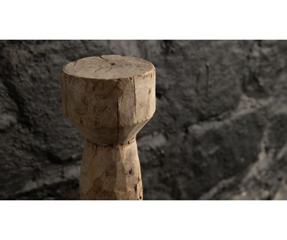 BOUGEOIR EN TECK BLANCHI - INDE - 31cm