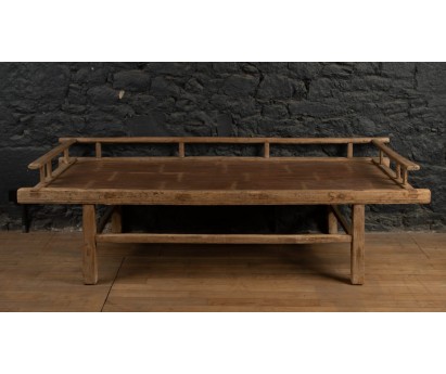 BANQUETTE EN ORME ET BAMBOU | 200cm x 74cm x H60