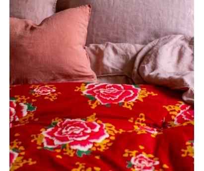 COURTEPOINTE EN COTON LIAO - VERMILLON - 110x180cm