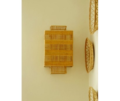 APPLIQUE ION | BAMBOU ROTIN ET PAPIER VEGETAL | 18cm x 12cm x 28cm | E27