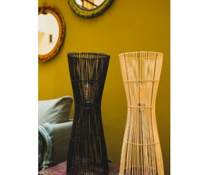 LAMPE A POSER HALO | ROTIN | 25cm x H71cm | NOIR