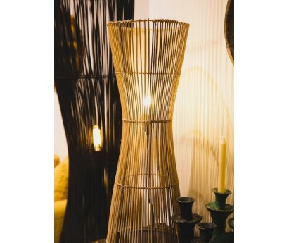 LAMPE A POSER HALO - ROTIN - NOIR - 25x25x71cm
