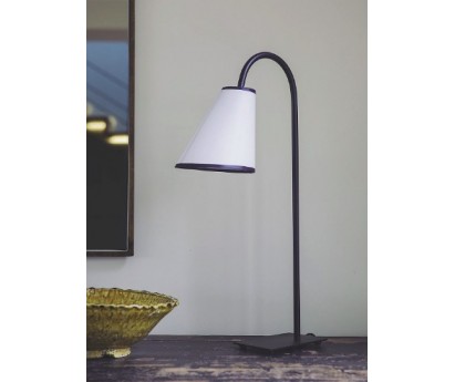 LAMPE A POSER ELLA - ABAT-JOUR BLANC BIAIS NOIR - 55cm