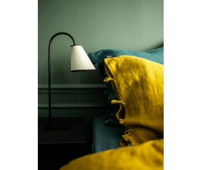 LAMPE A POSER ELLA - ABAT-JOUR BLANC BIAIS NOIR - 55cm