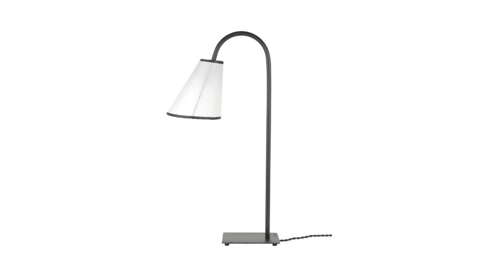 LAMPE A POSER ELLA - ABAT-JOUR BLANC BIAIS NOIR - 55cm