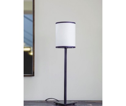 LAMPE A POSER | LORY | H 50cm | E14 | ABAT JOUR ROND | BIAIS NOIR