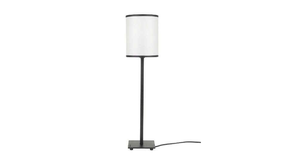 LAMPE A POSER LORY - ABAT-JOUR ROND BIAIS NOIR - 50cm