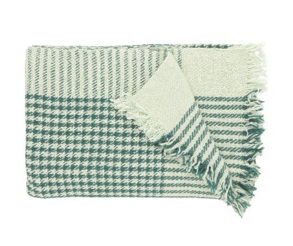 PLAID PIED DE POULE| 140cm x 200cm | 100% KHADI COTON | CYPRES