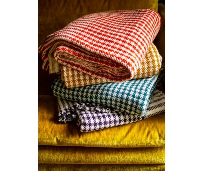 PLAID EN KHADI DE COTON PIED DE POULE - CYPRES - 140x200CM