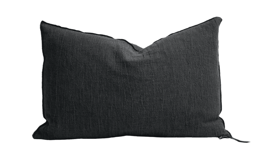 COUSSIN VICE VERSA CRÉPON DE LIN LAVÉ - CHARBON - 2 DIMENSIONS