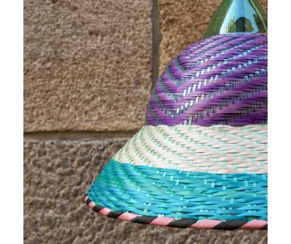 SUSPENSION EPERARA SIAPIDARA - 33x22cm - CÂBLE MAUVE - BOUCHON VERT