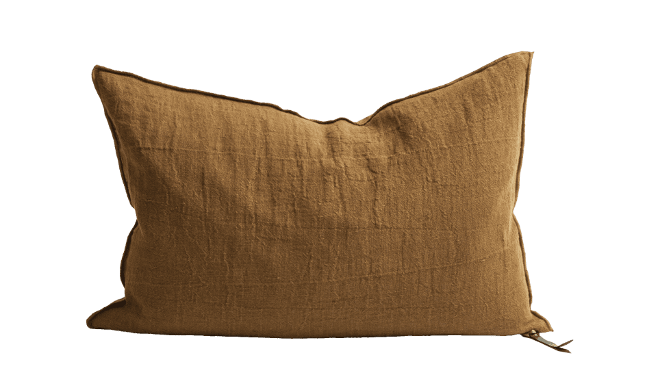 COUSSIN VICE VERSA CRÉPON DE LIN LAVÉ - HAVANE - 2 DIMENSIONS
