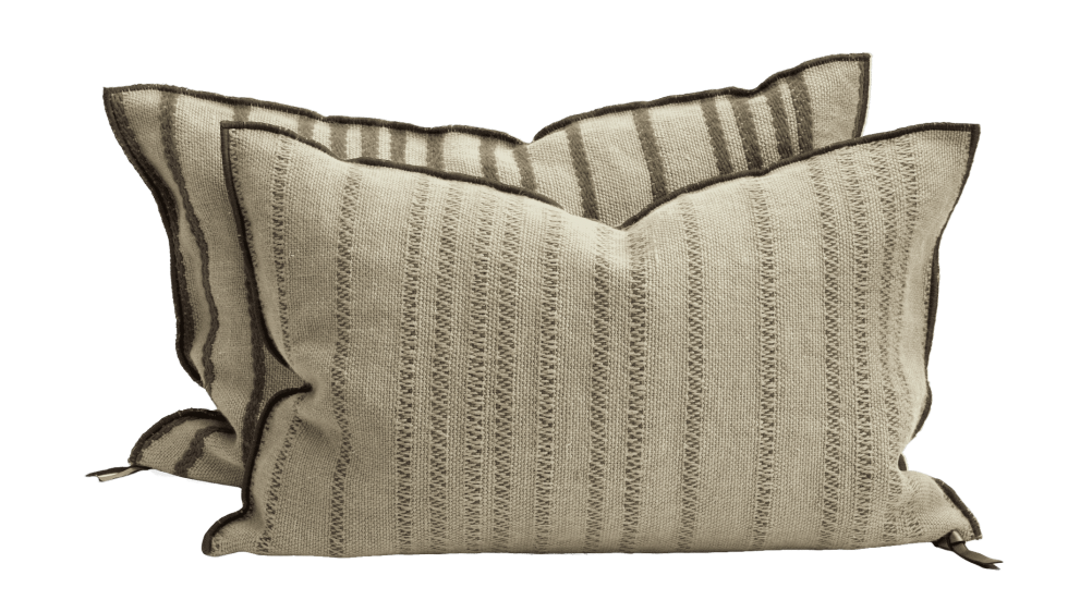 COUSSIN VICE VERSA TOILE DE MYRE BRODÉE - ÉCORCE - 2 DIMENSIONS