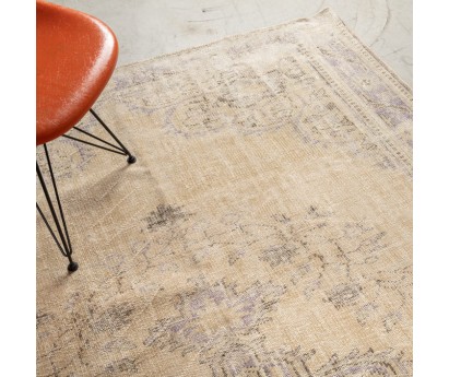 TAPIS VINTAGE ANCIEN BEIGE 100% LAINE - 194x290cm