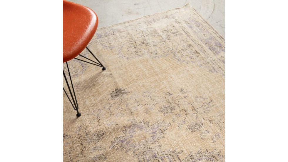 TAPIS VINTAGE ANCIEN BEIGE 100% LAINE - 194x290cm