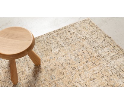 TAPIS VINTAGE ANCIEN BEIGE 100% LAINE - 161x265cm