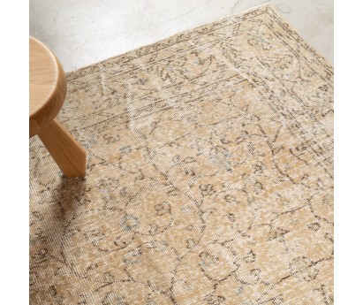 TAPIS VINTAGE ANCIEN BEIGE 100% LAINE - 161x265cm