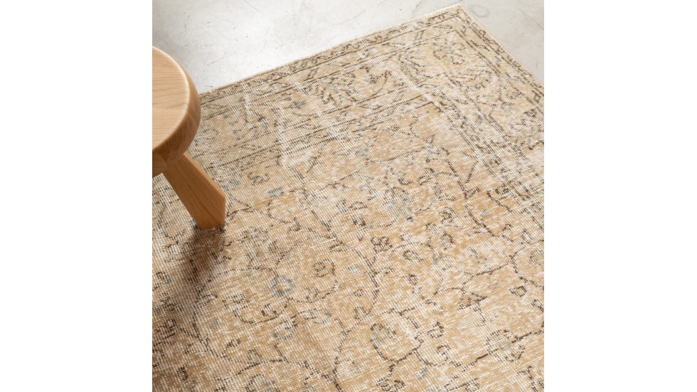 TAPIS VINTAGE ANCIEN BEIGE 100% LAINE - 161x265cm