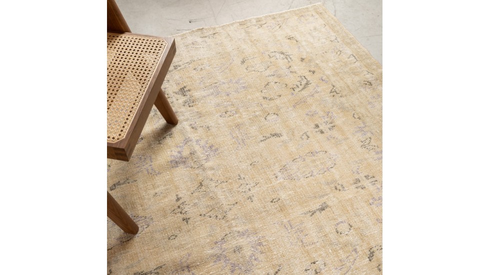 TAPIS VINTAGE ANCIEN BEIGE 100% LAINE - 193x310cm