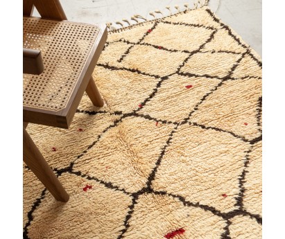 TAPIS BERBÈRE BENI OUARAIN ANCIEN 100% LAINE - 165x370cm