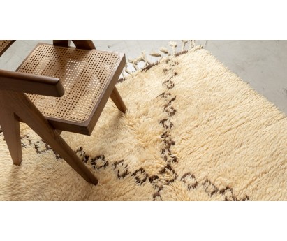 TAPIS BERBÈRE BENI OUARAIN ANCIEN 100% LAINE - BEIGE - 160x310cm