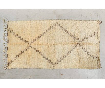 TAPIS BERBÈRE BENI OUARAIN ANCIEN 100% LAINE - BEIGE - 160x310cm