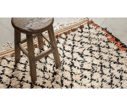 TAPIS BERBÈRE BENI OUARAIN ANCIEN 100% LAINE - ÉCRU - 175x390cm