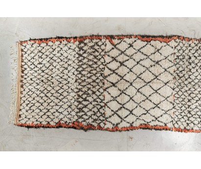 TAPIS BERBÈRE BENI OUARAIN ANCIEN 100% LAINE - ÉCRU - 175x390cm